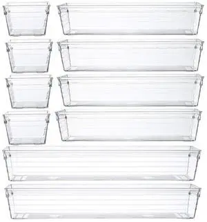 Clear Plastic Drawer Organizer Tray for Vanity Cabinet (Set of 10),Storage Tray for Makeup, Kitchen Utensils, Jewelries, and Gadgets Clear Plastic Drawer Organizer Tray for Vanity Cabinet (Set of 10),Storage Tray for Makeup, Kitchen Utensils, Jewelries, and Gadgets