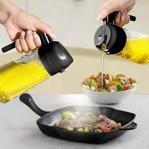 Oil spray can for kitchen, two in one leak proof plastic oil spray bottle, delicate handle spray olive oil can, reusable oil spray bottle, suitable for air frying pan, kitchen, salad, barbecue, baking Oil spray can for kitchen, two in one leak proof plastic oil spray bottle, delicate handle spray olive oil can, reusable oil spray bottle, suitable for air frying pan, kitchen, salad, barbecue, baking