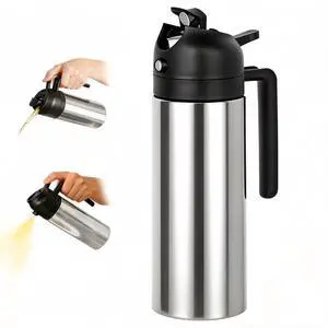 2-in-1 Oil Dispenser and Oil Sprayer, 16oz/470ml Stainless Steel Olive Oil Sprayer Bottle for Kitchen Cooking, Air Fryer, BBQ, Salad, Baking 2-in-1 Oil Dispenser and Oil Sprayer, 16oz/470ml Stainless Steel Olive Oil Sprayer Bottle for Kitchen Cooking, Air Fryer, BBQ, Salad, Baking