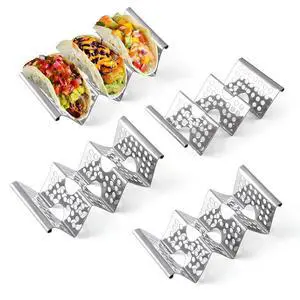 Taco Holders Set of 4, Taco Stand, Stainless Steel Taco Holder, Each Can Hold 3 Tortillas, with Easy-Access Handle, Fits Microwave, Air Fryer and Oven Taco Holders Set of 4, Taco Stand, Stainless Steel Taco Holder, Each Can Hold 3 Tortillas, with Easy-Access Handle, Fits Microwave, Air Fryer and Oven