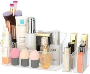Clear Makeup Tray Holder Organizer Cosmetic Display Case, Small Makeup Organizer for Vanity Bathroom Counter Countertop Tabletop Desktop Vanity Drawers (Clear) Clear Makeup Tray Holder Organizer Cosmetic Display Case, Small Makeup Organizer for Vanity Bathroom Counter Countertop Tabletop Desktop Vanity Drawers (Clear)