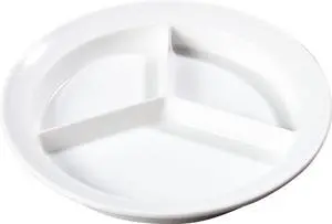 Carlisle FoodService Products Kingline Divided Plate Deep Compartment Plate with 3 Compartments for Home and Restaurant, Melamine, 8.75 Inches, White Carlisle FoodService Products Kingline Divided Plate Deep Compartment Plate with 3 Compartments for Home and Restaurant, Melamine, 8.75 Inches, White