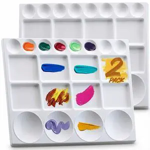 20-Well Plastic Paint Palette, 2-Pack Mixing Tray, 10 x 13 in 20-Well Plastic Paint Palette, 2-Pack Mixing Tray, 10 x 13 in