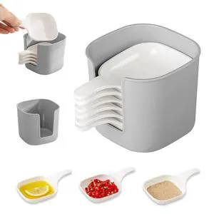 Dipping Sauce Plate and Holder Set, 6Pcs Plastic Dipping Dish with Storage Box, Including 6counts Seasoning Dish with Storage Box for Condiments, Snacks, and Fruits Dipping Sauce Plate and Holder Set, 6Pcs Plastic Dipping Dish with Storage Box, Including 6counts Seasoning Dish with Storage Box for Condiments, Snacks, and Fruits
