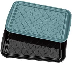 Grilling Prep & Serve Trays for Party- Set of 2, Large Serving Platters for Raw and Cooked Food, Dishwasher Safe, 17"×10.5" Stackable Plastic Party Supplies for Grilling, BBQ, Meal Prep - Green, Black Grilling Prep & Serve Trays for Party- Set of 2, Large Serving Platters for Raw and Cooked Food, Dishwasher Safe, 17"×10.5" Stackable Plastic Party Supplies for Grilling, BBQ, Meal Prep - Green, Black