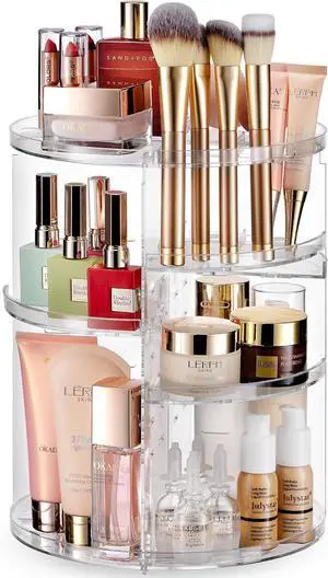 360 Rotating Makeup Organizer Countertop - Adjustable Shelf Height - The Perfect Round Spinning Cosmetic Organizer for Bedroom Dresser or Vanity Countertop Storage (Clear) 360 Rotating Makeup Organizer Countertop - Adjustable Shelf Height - The Perfect Round Spinning Cosmetic Organizer for Bedroom Dresser or Vanity Countertop Storage (Clear)