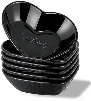 Dipping Bowls, 3oz Soy Sauce Dish, Pturdy Plastic Small Bowls Set of 6, Black Love Heart Mini Appetizer Plates for Sauce, Soy Sauce, Condiment, Side Dishes, Sushi, Ketchup, BBQ Party Dipping Bowls, 3oz Soy Sauce Dish, Pturdy Plastic Small Bowls Set of 6, Black Love Heart Mini Appetizer Plates for Sauce, Soy Sauce, Condiment, Side Dishes, Sushi, Ketchup, BBQ Party