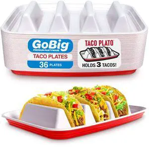 Taco Plates with Dividers 36 Pack Disposable Red Party Cup Taco Plato Tray Holders for Party Taco Plates with Dividers 36 Pack Disposable Red Party Cup Taco Plato Tray Holders for Party