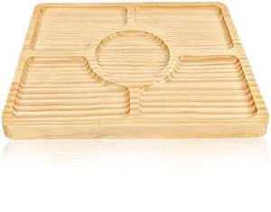 Divided Wood Serving Tray, Rectangular Tray Chip and Dip Platter, Serving Tray with 5 Sections for Appetizers & Snacks, Veggie Platter, Food Trays for Party 12'' x 8.7'' x 0.6'' Divided Wood Serving Tray, Rectangular Tray Chip and Dip Platter, Serving Tray with 5 Sections for Appetizers & Snacks, Veggie Platter, Food Trays for Party 12'' x 8.7'' x 0.6''