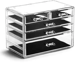 THE MANHATTAN SERIES Acrylic Makeup Drawer Organizer-3 Large 2 Small Drawer | Clear Beauty Organizers and Storage| Cosmetic & Makeup Organizer | Home Organization| Jewelry & Vanity Accessories THE MANHATTAN SERIES Acrylic Makeup Drawer Organizer-3 Large 2 Small Drawer | Clear Beauty Organizers and Storage| Cosmetic & Makeup Organizer | Home Organization| Jewelry & Vanity Accessories