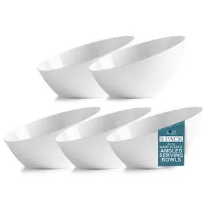 - White Plastic Serving Bowls for Party Angled Bowls Disposable Chip Bowls Candy Bowls for Party Table Salad and Fruit Bowls for Wedding Serving Bowls - White, 8 OZ, 5 Pack - White Plastic Serving Bowls for Party Angled Bowls Disposable Chip Bowls Candy Bowls for Party Table Salad and Fruit Bowls for Wedding Serving Bowls - White, 8 OZ, 5 Pack