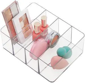 4-Compartment Clear Plastic Organizer, Rectangular Divided Makeup and Vanity Storage Bin, Use Upright for Eyeshadow Palettes, Made in USA 4-Compartment Clear Plastic Organizer, Rectangular Divided Makeup and Vanity Storage Bin, Use Upright for Eyeshadow Palettes, Made in USA
