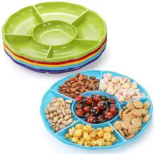 20 Pack Disposable Plastic Appetizer Serving Platter, 12 Inch 6 Sectional Divided Snack Nut Candy Veggie Fruit Dish Serving Platter Divided Food Tray 20 Pack Disposable Plastic Appetizer Serving Platter, 12 Inch 6 Sectional Divided Snack Nut Candy Veggie Fruit Dish Serving Platter Divided Food Tray