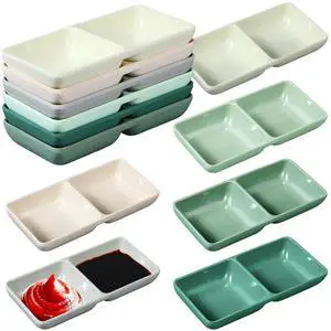 12 Pcs Dual Dipping Sauce Bowls Soy Sauce Dish Bowls Two Compartments Party Trays Divided Fondue Plates for Restaurant Kitchen Sushi Soy (Multicolor) 12 Pcs Dual Dipping Sauce Bowls Soy Sauce Dish Bowls Two Compartments Party Trays Divided Fondue Plates for Restaurant Kitchen Sushi Soy (Multicolor)