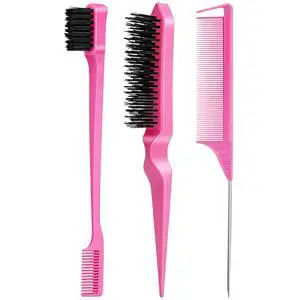 3 Pieces Hair Styling Comb Set Teasing Brush Rat Tail Comb Edge Brush for Edge&Back Brushing, Combing, Slicking Hair for Women (Pink) 3 Pieces Hair Styling Comb Set Teasing Brush Rat Tail Comb Edge Brush for Edge&Back Brushing, Combing, Slicking Hair for Women (Pink)