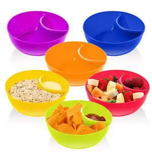 Snack and Dip Bowls, Chips Serving Bowls Anti Soggy Divided Bowl plastic Stackable Dish Microwave and Dishwasher Safe Container for Chips, Dips Snacks Salsa Salad Nuts, 6 Colors (6 Pcs) Snack and Dip Bowls, Chips Serving Bowls Anti Soggy Divided Bowl plastic Stackable Dish Microwave and Dishwasher Safe Container for Chips, Dips Snacks Salsa Salad Nuts, 6 Colors (6 Pcs)
