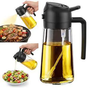 16oz/470ml Oil Sprayer for Cooking, 2 in 1 Oil Dispenser for Kitchen, Olive Oil Sprayer, Food Grade Glass Bottle for Kitchen Gadgets, Air Fryer Accessories, Salad, BBQ (Black) 16oz/470ml Oil Sprayer for Cooking, 2 in 1 Oil Dispenser for Kitchen, Olive Oil Sprayer, Food Grade Glass Bottle for Kitchen Gadgets, Air Fryer Accessories, Salad, BBQ (Black)