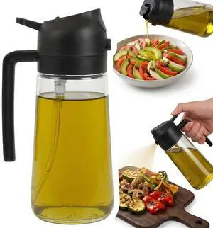 Olive Oil Sprayer for Cooking 2-in-1 Oil Dispenser Bottle Black Kitchen Oil Cruet with Non-Drip Spout, 15 Ounce Olive Oil Sprayer for Cooking 2-in-1 Oil Dispenser Bottle Black Kitchen Oil Cruet with Non-Drip Spout, 15 Ounce