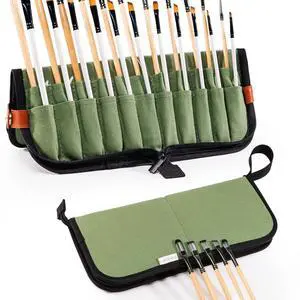 Stand Up Canvas Paint Brush Holder Case for Artists, 22 Slots Brush Organizer with Pop-Up Stand, Zippered Travel Paint Brush Storage Bag for Acrylic Oil Watercolor Brushes, Portable Paintbrush Case Stand Up Canvas Paint Brush Holder Case for Artists, 22 Slots Brush Organizer with Pop-Up Stand, Zippered Travel Paint Brush Storage Bag for Acrylic Oil Watercolor Brushes, Portable Paintbrush Case