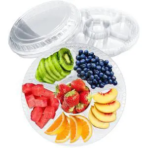12 Pack Plastic Appetizer Trays with Lids,Disposable Compartment Serving Platters,6 Sectional Catering Trays for Serving Food 12 Pack Plastic Appetizer Trays with Lids,Disposable Compartment Serving Platters,6 Sectional Catering Trays for Serving Food