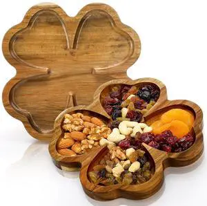 2 Pack 8 Inch Wood Serving Platter Trays, Small Acacia Wooden Snack Board, Veggie Fruit Hosting Plate Dish, Food Serving Platter for Nuts Cheese Sushi Charcuterie Dessert, 4-Leaf Clover Design 2 Pack 8 Inch Wood Serving Platter Trays, Small Acacia Wooden Snack Board, Veggie Fruit Hosting Plate Dish, Food Serving Platter for Nuts Cheese Sushi Charcuterie Dessert, 4-Leaf Clover Design