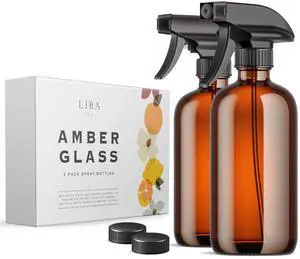 Amber Glass Spray Bottles 2 Pack, 16 oz Refillable Empty Spray Bottle for Cleaning, Essential Oils, Hair, Plants, Adjustable Nozzle for Squirt and Mist, Bleach/Vinegar/Rubbing Alcohol Safe Amber Glass Spray Bottles 2 Pack, 16 oz Refillable Empty Spray Bottle for Cleaning, Essential Oils, Hair, Plants, Adjustable Nozzle for Squirt and Mist, Bleach/Vinegar/Rubbing Alcohol Safe