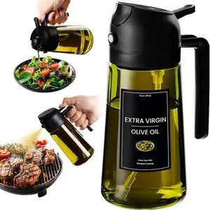 - 16oz/470ml Olive Oil Dispenser for Kitchen with Stickers - 2 in 1 Olive Oil Sprayer for Cooking, Air Fryer, and Salad, Black (Light-Proof Kitchen Gadget) - 16oz/470ml Olive Oil Dispenser for Kitchen with Stickers - 2 in 1 Olive Oil Sprayer for Cooking, Air Fryer, and Salad, Black (Light-Proof Kitchen Gadget)