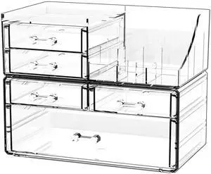 Clear Make up Organizers for Vanity,Skincare Organizer With 5 Drawers for Dresser,Plastic Cute Desk Accessories Organization and Bathroom Organizers Storage Case Box for Beauty,Skin Care Clear Make up Organizers for Vanity,Skincare Organizer With 5 Drawers for Dresser,Plastic Cute Desk Accessories Organization and Bathroom Organizers Storage Case Box for Beauty,Skin Care