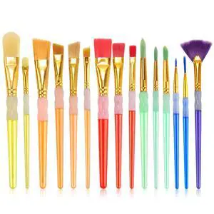 15Pcs Paint Brushes Value Pack, Includes 15 Different Types of Brushes, Nylon Colorful Hair with Silicone Crystal Penholder, Prefect Works with Oil, Acrylic and Watercolor Painting 15Pcs Paint Brushes Value Pack, Includes 15 Different Types of Brushes, Nylon Colorful Hair with Silicone Crystal Penholder, Prefect Works with Oil, Acrylic and Watercolor Painting