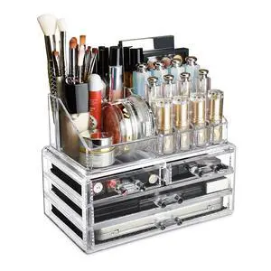 Acrylic Makeup Organizer with 4 Drawers and Removable Top Lipstick Holders, Ideal for Make-up or Accessories,Enhance Your Vanity or Bathroom with Clear Design for Quick Visibility Acrylic Makeup Organizer with 4 Drawers and Removable Top Lipstick Holders, Ideal for Make-up or Accessories,Enhance Your Vanity or Bathroom with Clear Design for Quick Visibility