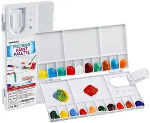 Watercolor Palette, Halobios Paint Palette with 20-Well and 5 Mixing Areas, Folding Paint Tray with Thumbhole and Paint Brush Holder, Plastic Painting Palette for Children Beginners Artists(1 Pack) Watercolor Palette, Halobios Paint Palette with 20-Well and 5 Mixing Areas, Folding Paint Tray with Thumbhole and Paint Brush Holder, Plastic Painting Palette for Children Beginners Artists(1 Pack)