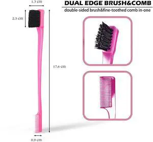 Double Sided Edge Control Hair Brush Comb Combo Pack 6 Pieces Pink and Black Double Sided Edge Control Hair Brush Comb Combo Pack 6 Pieces Pink and Black