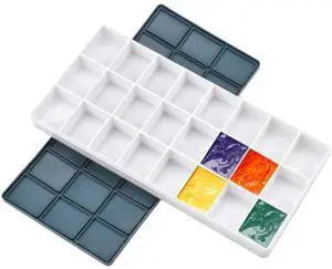 24 Paint Palette Plastic Paint Holder Watercolor Acrylic Paint Storage Travel Palette Tray with Rubber Lid for Artists Students Kids 24 Paint Palette Plastic Paint Holder Watercolor Acrylic Paint Storage Travel Palette Tray with Rubber Lid for Artists Students Kids