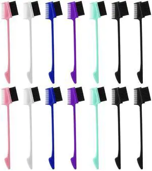14 Pcs 3 in 1 Hair Edge Brushes, Double Sided Hair Combs, Rat Tail Comb, Smooth Comb Grooming, Natural Styling Eyebrow Combs for Women, 6 Colors 14 Pcs 3 in 1 Hair Edge Brushes, Double Sided Hair Combs, Rat Tail Comb, Smooth Comb Grooming, Natural Styling Eyebrow Combs for Women, 6 Colors