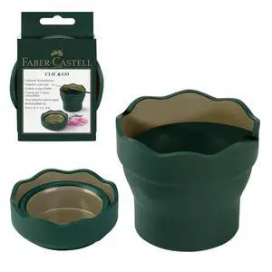 Clic & Go Artist Water Cup, Dark Green - Travel-Friendly Collapsible Brush Cleaner Tool with Brush Stand, Scalloped Rim, Non-Slip Base, Portable Palette & Rinser Clic & Go Artist Water Cup, Dark Green - Travel-Friendly Collapsible Brush Cleaner Tool with Brush Stand, Scalloped Rim, Non-Slip Base, Portable Palette & Rinser