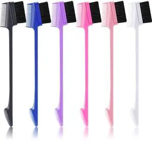 6 Pieces 3 in 1 Hair Edge Brush Double Sided Comb Pack, Boar Bristle Hair Brush, Smooth Comb Grooming, 6 Colors 6 Pieces 3 in 1 Hair Edge Brush Double Sided Comb Pack, Boar Bristle Hair Brush, Smooth Comb Grooming, 6 Colors