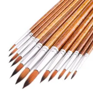 Artist Watercolor Paint Brushes, Round Pointed Tip Paint Brushes Set, 12pcs Different Sizes Detail Paint Brush for Watercolor, Acrylics, Ink, Gouache, Oil, Tempera (Brown) Artist Watercolor Paint Brushes, Round Pointed Tip Paint Brushes Set, 12pcs Different Sizes Detail Paint Brush for Watercolor, Acrylics, Ink, Gouache, Oil, Tempera (Brown)
