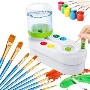 Upgraded Paint Brush Cleaner Tool,Painting Running Water Circulation Art Supplies for Acrylic,Watercolor and Water Based Creative Gift for Adult Artist Beginner and Painter,Bonus 10 Paint Brushes Upgraded Paint Brush Cleaner Tool,Painting Running Water Circulation Art Supplies for Acrylic,Watercolor and Water Based Creative Gift for Adult Artist Beginner and Painter,Bonus 10 Paint Brushes