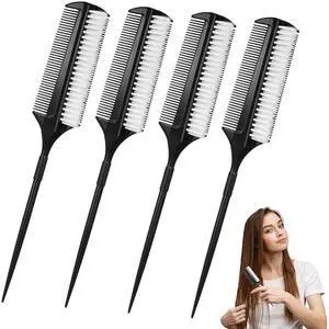 4pcs Black Smoothing and Sectioning Brush Set Double Sided Comb for Edge Teasing Parting and Ballroom Dancing Hair Styling 4pcs Black Smoothing and Sectioning Brush Set Double Sided Comb for Edge Teasing Parting and Ballroom Dancing Hair Styling