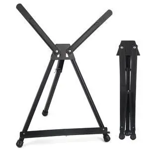 Aluminum 15" to 21" Tabletop Easel Display, Black Tripod with Rubber Feet, Holds Canvas, Paintings, Books, Photos, Signs Aluminum 15" to 21" Tabletop Easel Display, Black Tripod with Rubber Feet, Holds Canvas, Paintings, Books, Photos, Signs