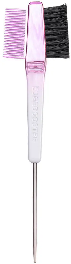EDGE BOOSTER® Edge Brush+Comb Regular | Baby Hair Brush/Travel Brush with Compact Case | Travel Size Dual-Ended Boar Bristles & Pintail Comb for Edges, Parting & Styling | Pink/White EDGE BOOSTER® Edge Brush+Comb Regular | Baby Hair Brush/Travel Brush with Compact Case | Travel Size Dual-Ended Boar Bristles & Pintail Comb for Edges, Parting & Styling | Pink/White