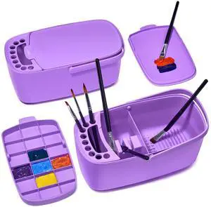 Paint Brush Cleaner - Paint Brush Holder with Palette and Handle,Rinser for Acrylic, Watercolor, and Water-Based Paints, Painting Art Supply Storage Organizer (purple) Paint Brush Cleaner - Paint Brush Holder with Palette and Handle,Rinser for Acrylic, Watercolor, and Water-Based Paints, Painting Art Supply Storage Organizer (purple)