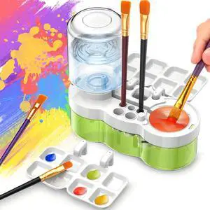 2025 Upgraded Paint Brush Cleaner Tool All-in-One Paint Brush Washer, Rinse Cup, Holder, and Palette for Artists Beginners | Ideal Art Supplies for Watercolor & Acrylic Painting(Green) 2025 Upgraded Paint Brush Cleaner Tool All-in-One Paint Brush Washer, Rinse Cup, Holder, and Palette for Artists Beginners | Ideal Art Supplies for Watercolor & Acrylic Painting(Green)