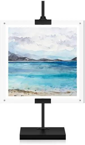 Adjustable Metal Easel Stand with Acrylic Floating Photo Frame 16.5" Tabletop Frame Stand for Display, Poster or Signs Floor Heavy Duty Easel for Weeding Home Exhibition Restaurant(Black) Adjustable Metal Easel Stand with Acrylic Floating Photo Frame 16.5" Tabletop Frame Stand for Display, Poster or Signs Floor Heavy Duty Easel for Weeding Home Exhibition Restaurant(Black)