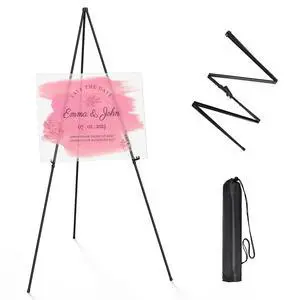 Thicken Display Easel Stand for Wedding - 63" Instant Tripod Collapsible Portable Sturdy Floor Easel - Easy Folding Adjustable Poster Metal Stand for Signs, Display Show, Artist, Art, Painting - Black Thicken Display Easel Stand for Wedding - 63" Instant Tripod Collapsible Portable Sturdy Floor Easel - Easy Folding Adjustable Poster Metal Stand for Signs, Display Show, Artist, Art, Painting - Black