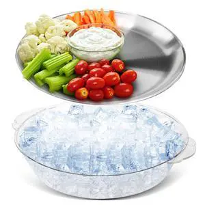 1 Set 11.8" Chilled Serving Tray for Parties with Compartments Ice Chilled Party Platter Charcuterie Serving Board Cold Dish Dip for Fruit Seafood Vegetable Shrimp Cocktail (Natural) 1 Set 11.8" Chilled Serving Tray for Parties with Compartments Ice Chilled Party Platter Charcuterie Serving Board Cold Dish Dip for Fruit Seafood Vegetable Shrimp Cocktail (Natural)