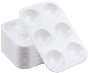 20 PCS White Paint Tray Palettes, Plastic Watercolor Paint Pallets with 6 Wells for Painting Party, DIY Craft and Art Painting 20 PCS White Paint Tray Palettes, Plastic Watercolor Paint Pallets with 6 Wells for Painting Party, DIY Craft and Art Painting