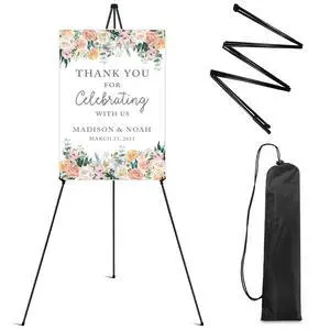 Easel Stand for Sign,63'' Instant Lightweight Portable Ground Easel for Wedding Sign and Poster Display Stand, Metal Tripod with Portable Bag,1-Pack. Easel Stand for Sign,63'' Instant Lightweight Portable Ground Easel for Wedding Sign and Poster Display Stand, Metal Tripod with Portable Bag,1-Pack.