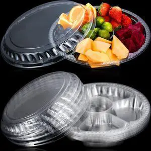 12 Pack Round Plastic Veggie Tray with Lid Fruit Tray 6 Divided Compartment Container Food Serving Dip Platter Reusable Catering Trays for Veggie Fruit Snack Party and Buffet TraysClear10inch 12 Pack Round Plastic Veggie Tray with Lid Fruit Tray 6 Divided Compartment Container Food Serving Dip Platter Reusable Catering Trays for Veggie Fruit Snack Party and Buffet TraysClear10inch