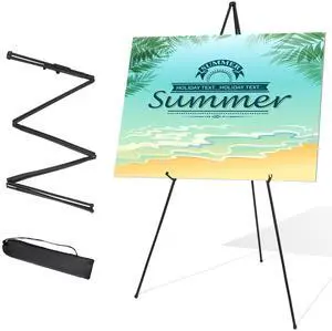 Easel Stand for Wedding Sign & Poster Display 63'' Portable Art Easel for Floor Adjustable Metal Easel Black Easel Stand for Wedding Sign & Poster Display 63'' Portable Art Easel for Floor Adjustable Metal Easel Black